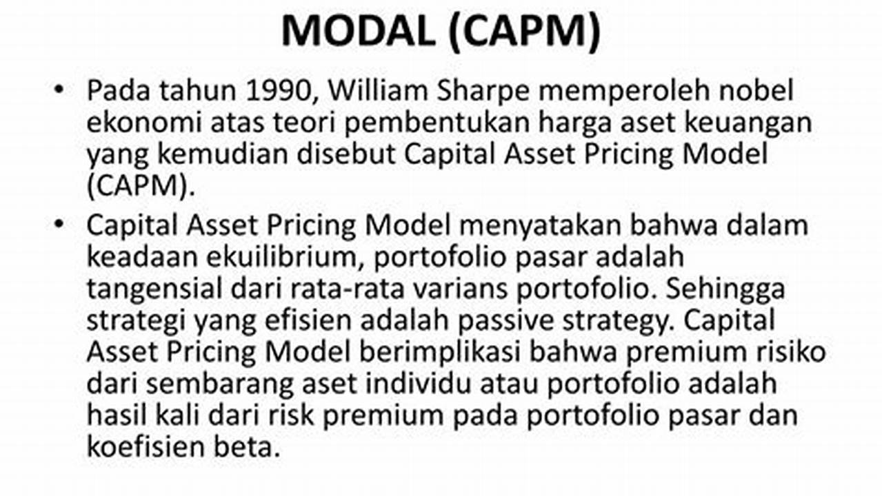 Model Penetapan Harga Aset Modal (CAPM), Peraih Nobel