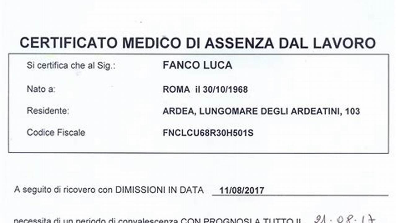 Modello Certificato Medico Per Causa Di Servizio