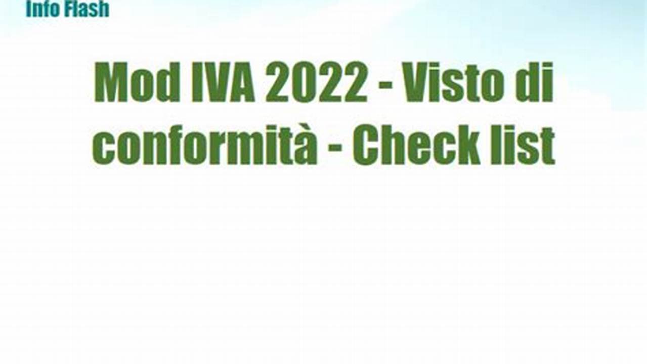 Modello Check List Visto Di Conformità Iva 2022
