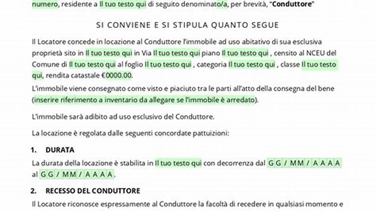 Modello Contratto Di Locazione Ad Uso Abitativo 2021 Word