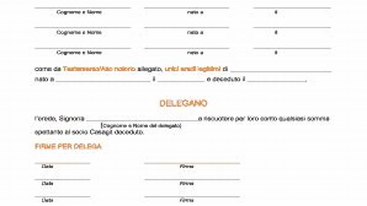 Modello Delega Alla Riscossione Ad Un Erede