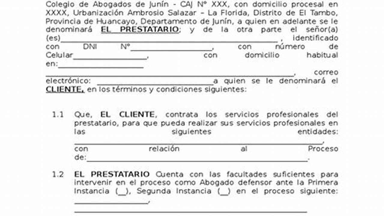 Modelo Contrato De Prestacion De Servicios Profesionales Por Honorarios Contador