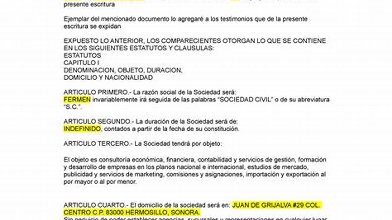 Modelo De Contrato De Asociacion Civil En Mexico