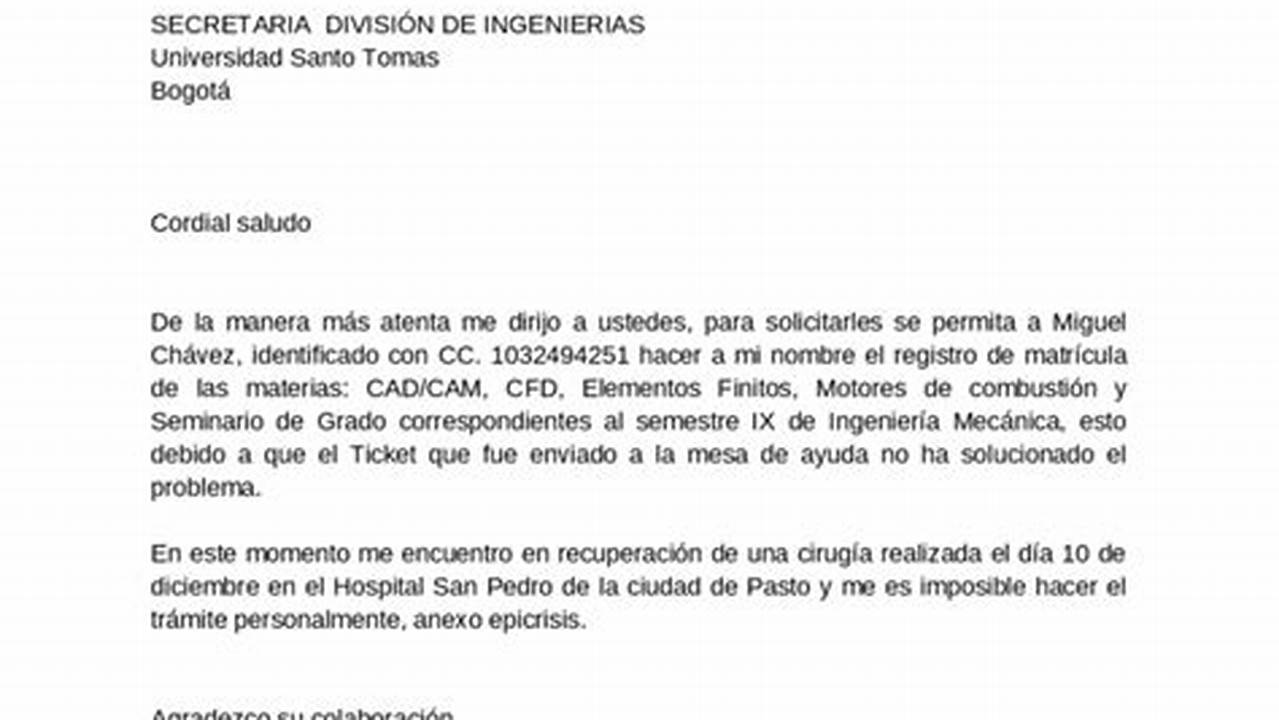 Modelo De Solicitud Para Cambio De Fecha De Examen