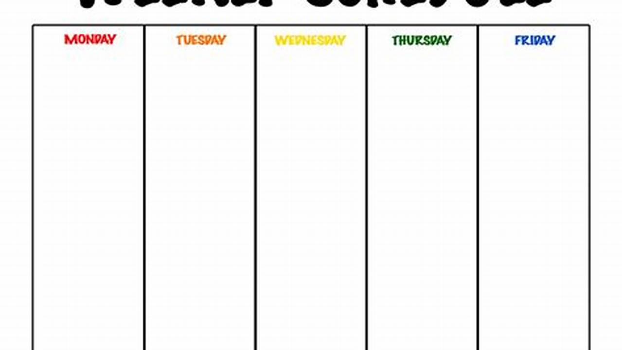 Monday Friday Weekly Calendar Template