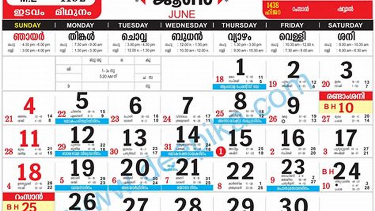 Monthly And Daily Malayalam Calendar | Malayalam Traditional Calendar For January, February, March, April, May, June, July, August, September, October, November And December., 2024