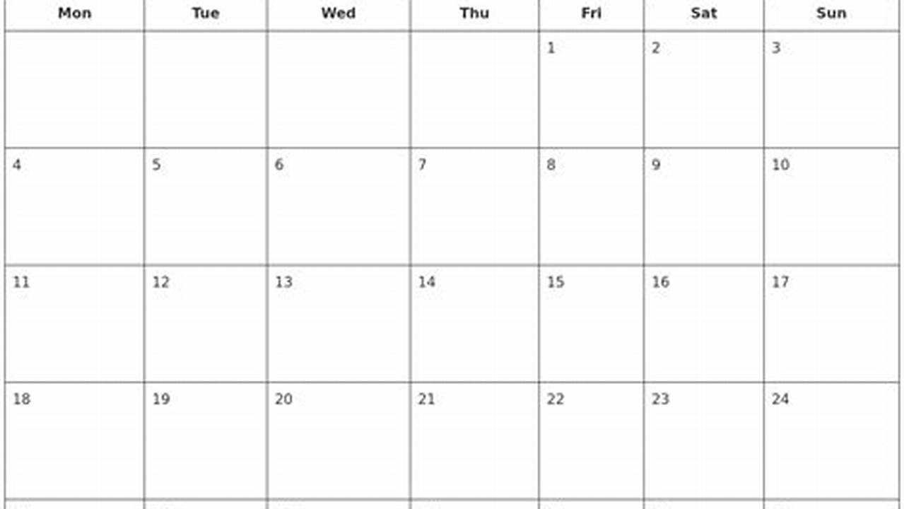 Monthly Calendar For March 2024
