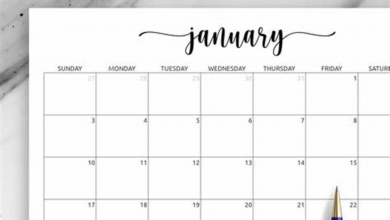 Monthly Calendar Free Printable