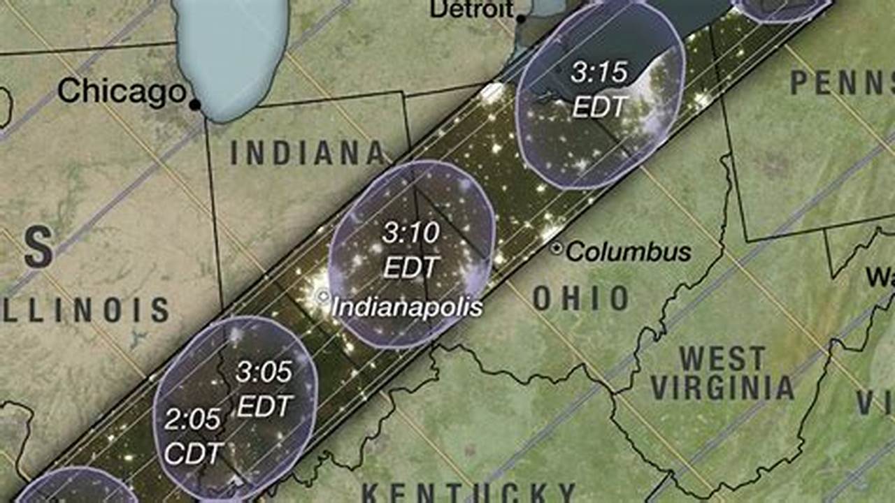 More Than One Time Zone Is Listed.) This Map Shows Where And When The Eclipse Is Visible In Indiana., 2024