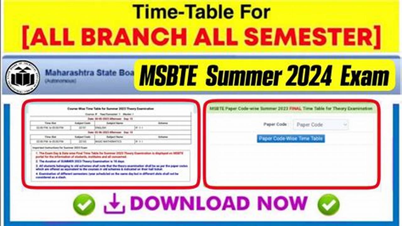 Msbte Summer 2024 Exam Date