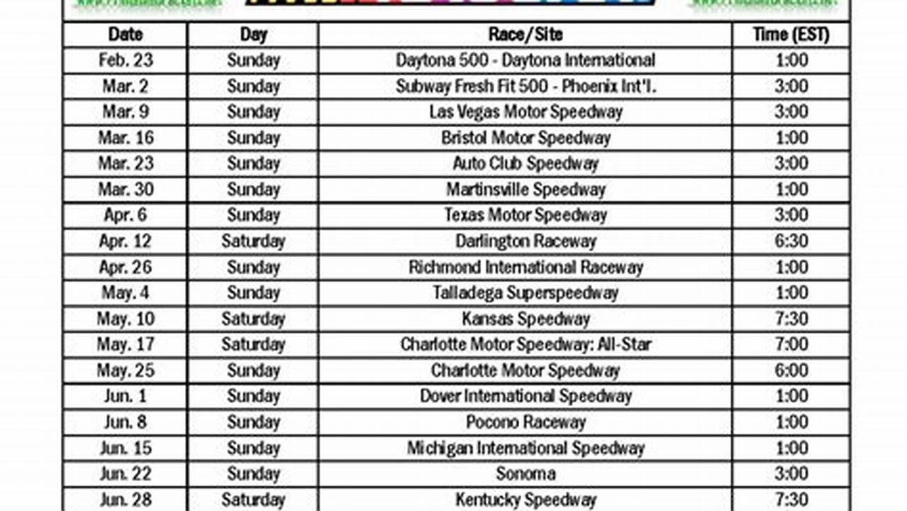 Nascar Cup Series 2024 Schedule