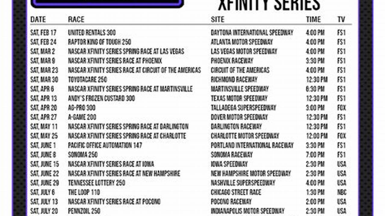 Nascar Xfinity Schedule 2024