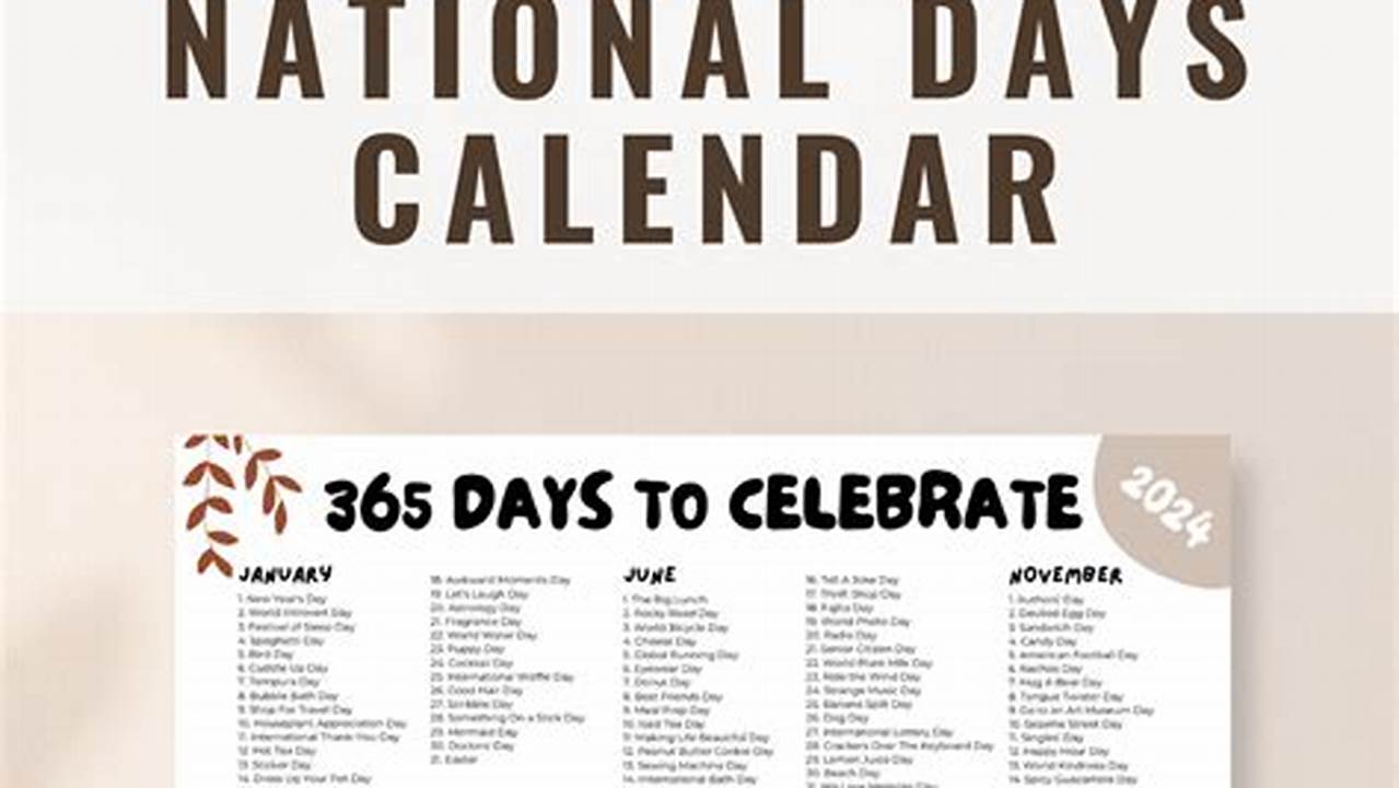 National Day Calendar 2024 Printable