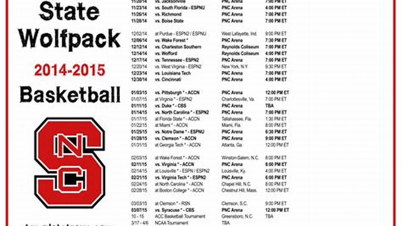 Nc State Men's Basketball Schedule 2024