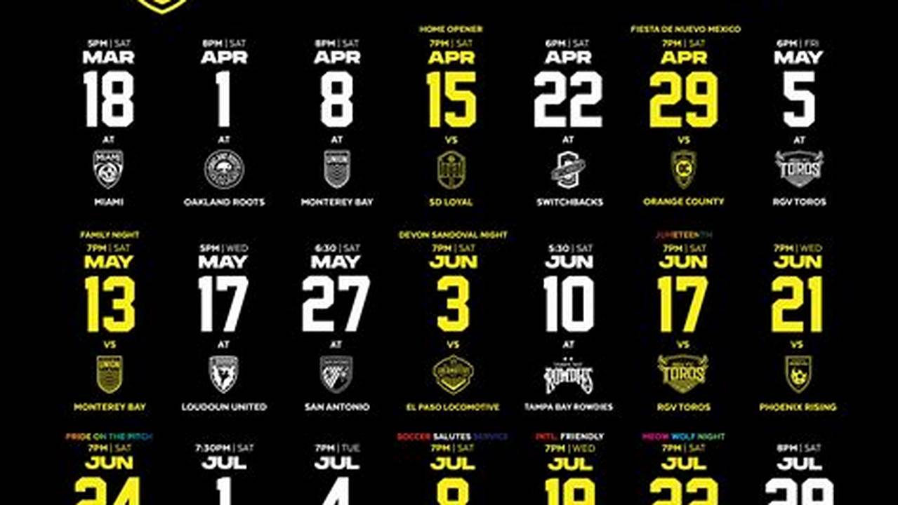 New Mexico United 2024 Schedule