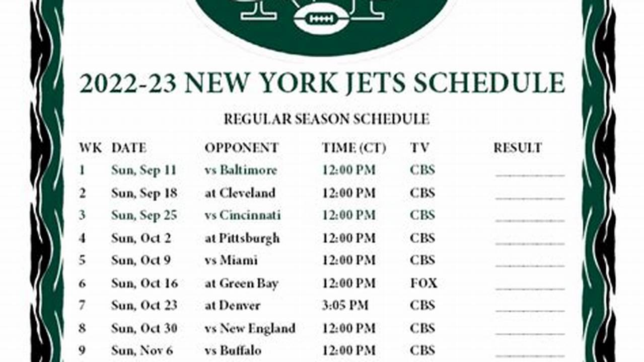 New York Jets Schedule 2024-24