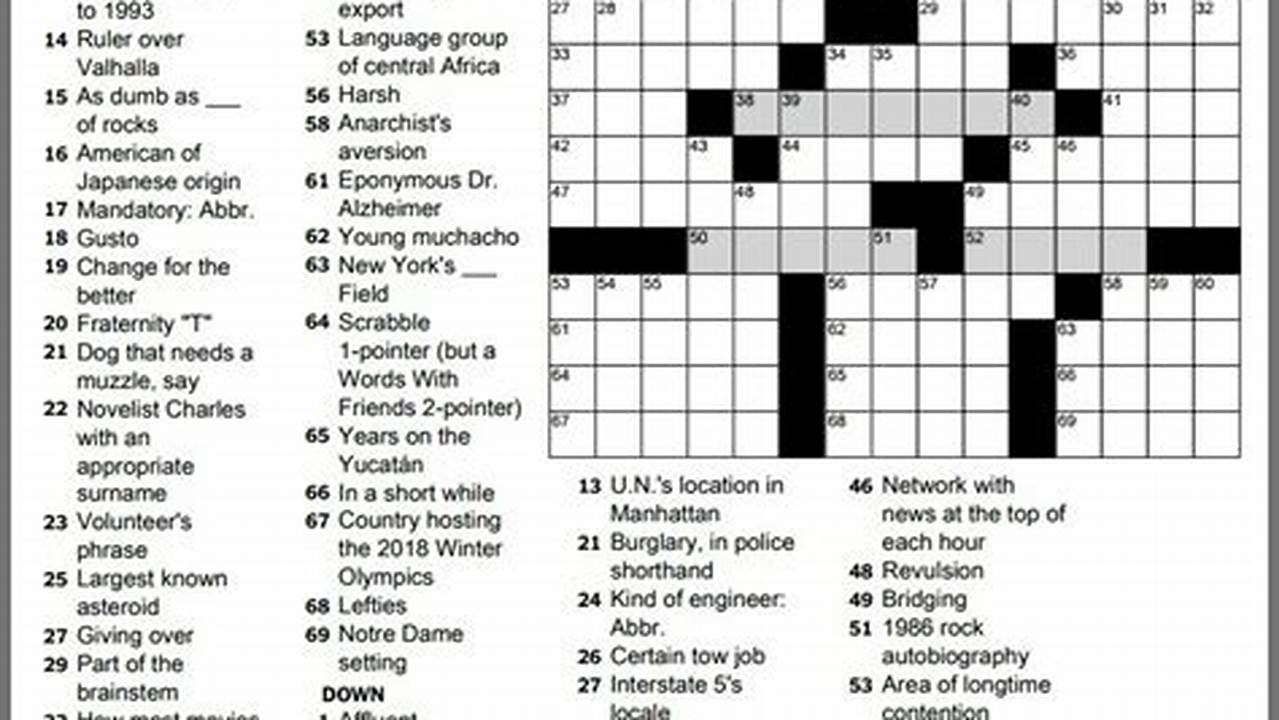 New York Times Crossword March 2 2024 Answer