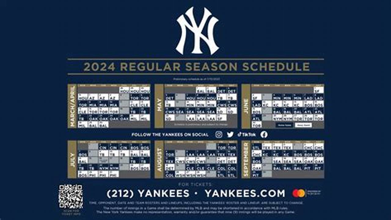 New York Yankee 2024 Schedule