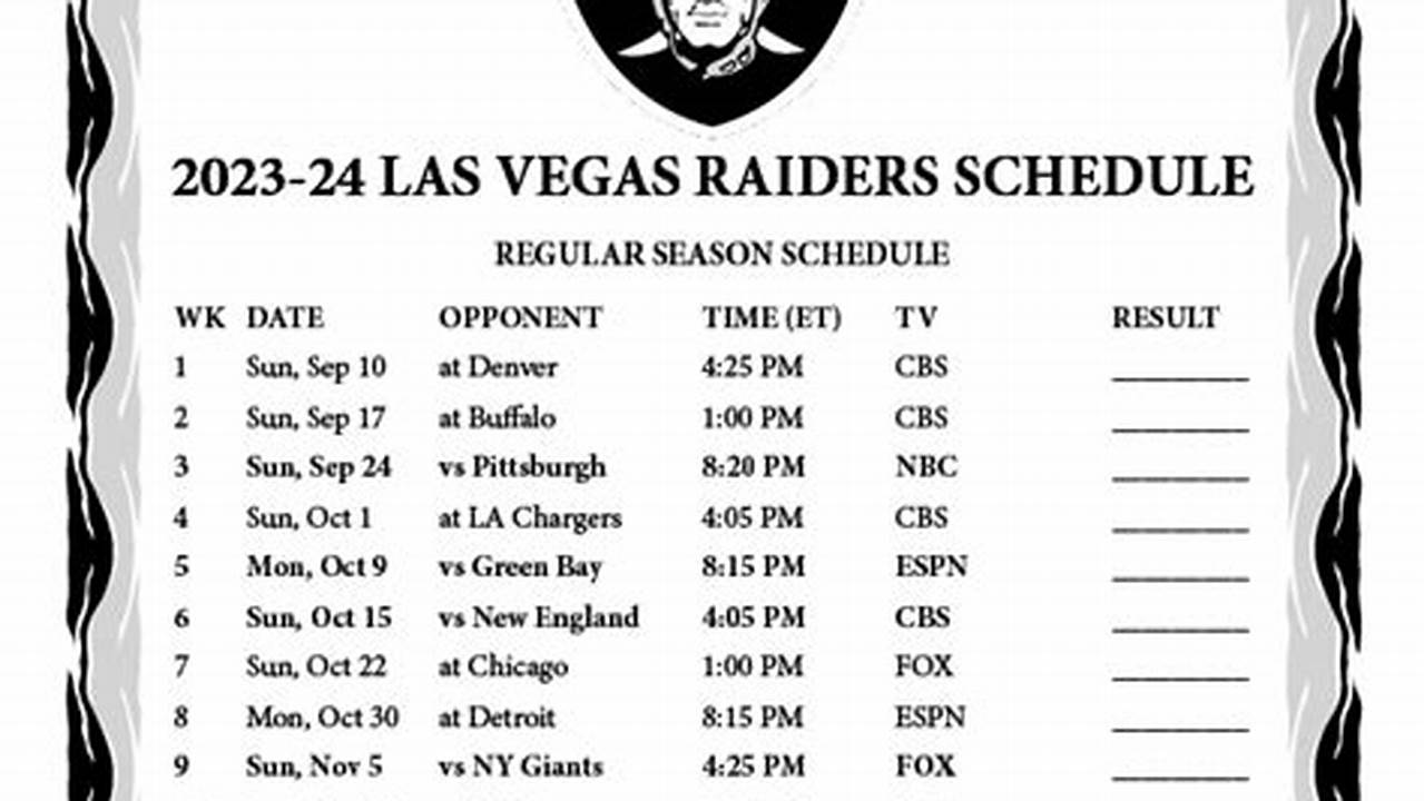 Nfl Schedule Raiders 2024
