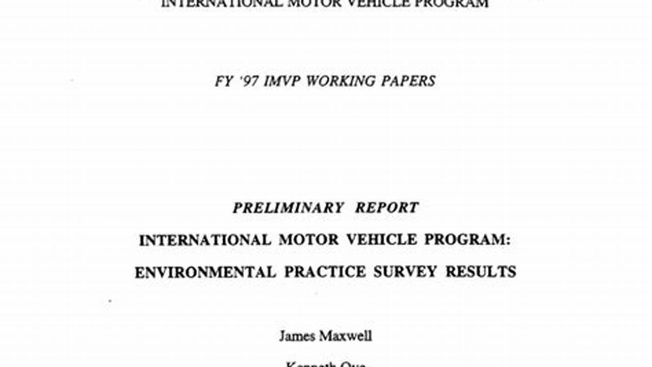 Niepublikowany Dokument Roboczy International Motor Vehicle Program
