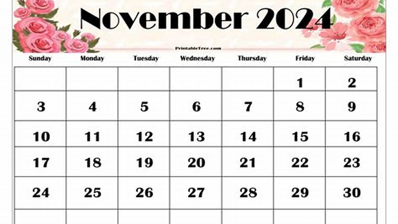 November 2024 Calendar Colorful Wallpaper