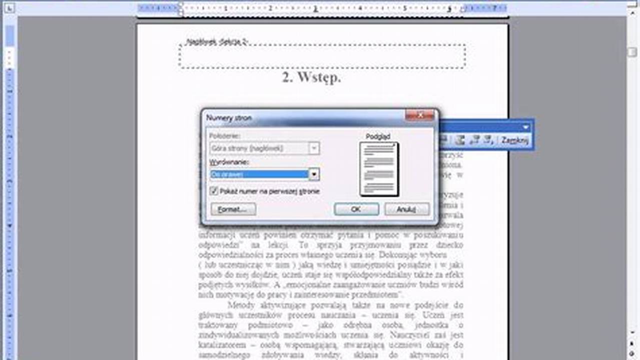 Nowy Dokument Microsoft Office Word Microsoft Word Numerowanie Stron