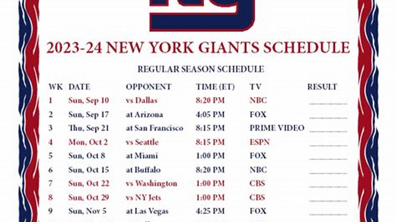 Ny Giants 2024 Home Schedule