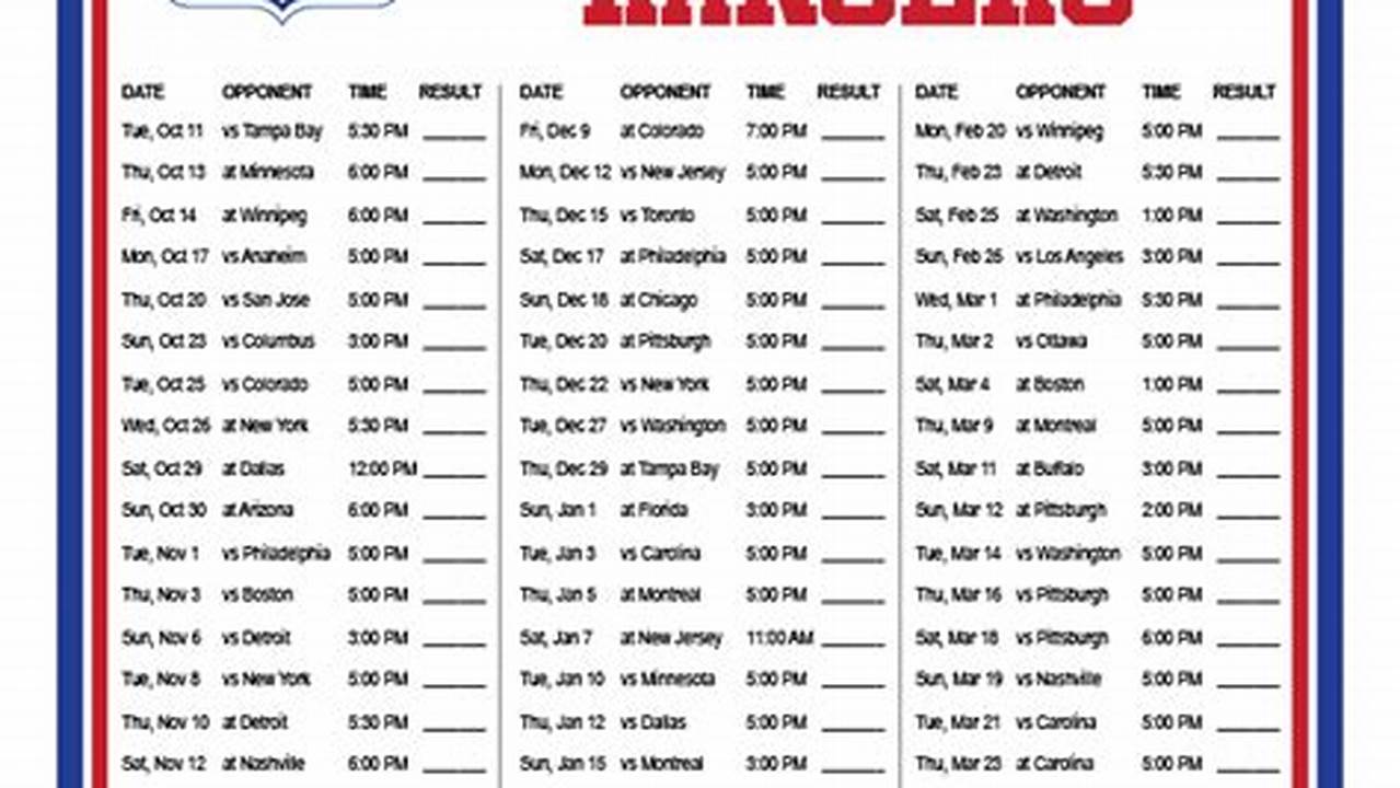 Ny Rangers Schedule 2024 2024 Chevy