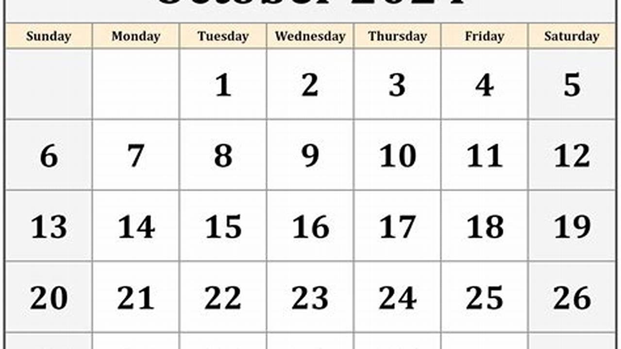 October 2024 Month Calendar