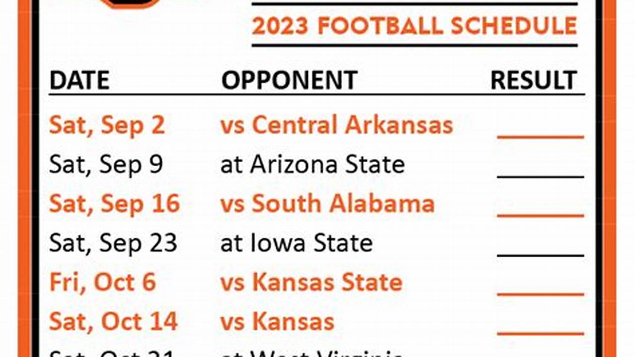 Oklahoma State 2024 Schedule