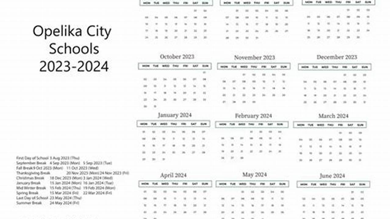 Opelika City Schools Calendar 2024-2025