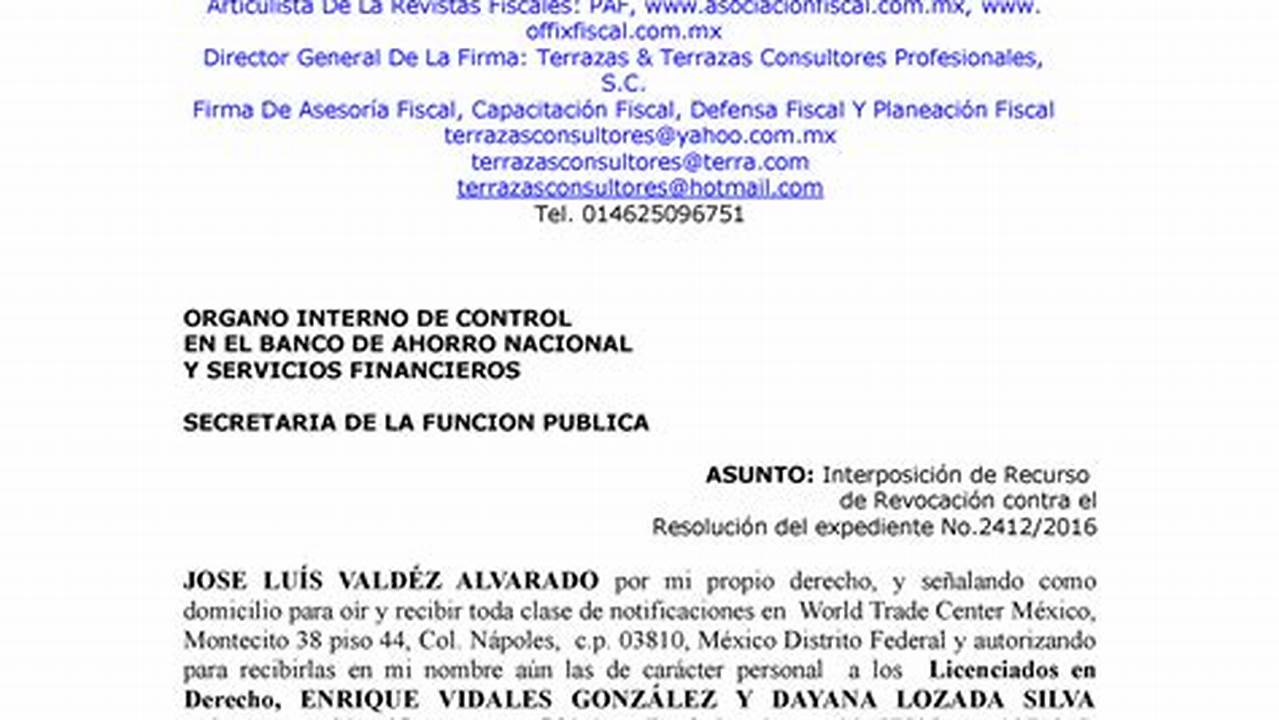 Opiniones De Expertos Sobre El Modelo De Recurso De Revocacion En Materia Administrativa, MX Modelo