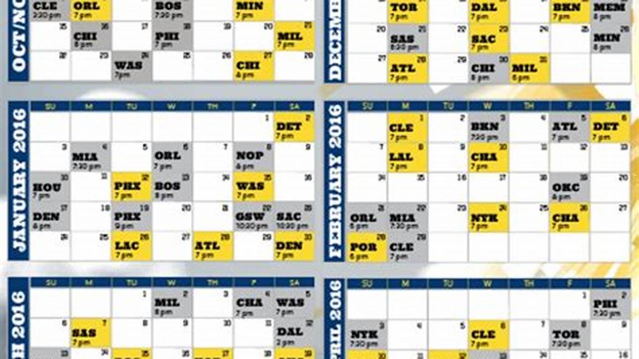 Pacers Schedule Calendar