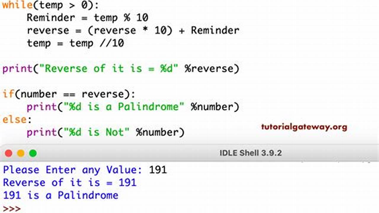 Palindrome In Python Number