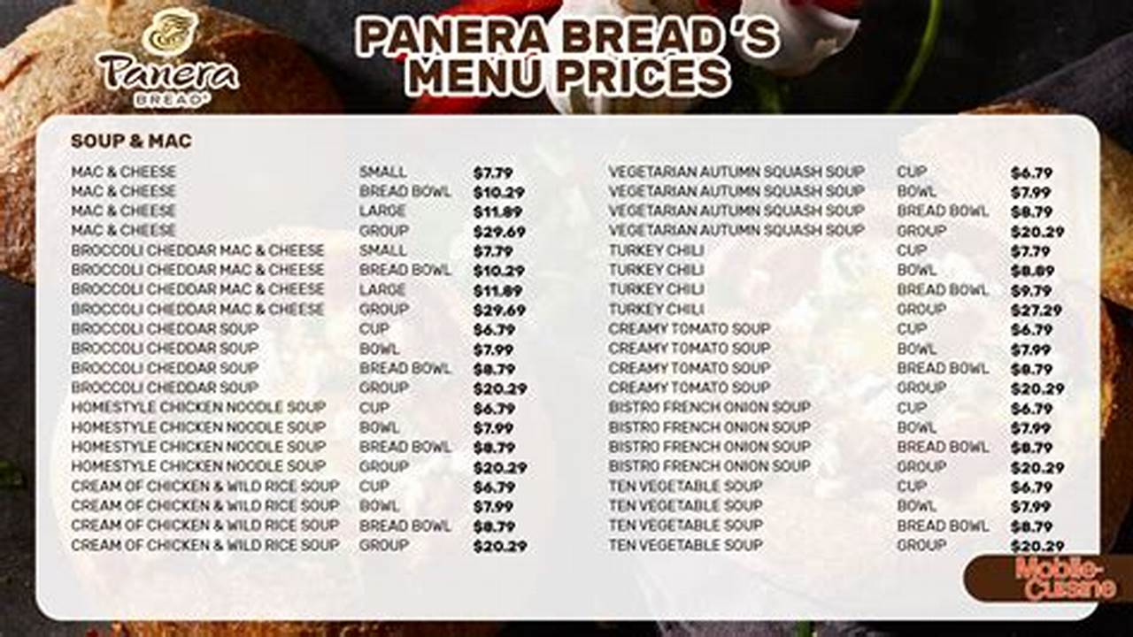 Panera Menu With Prices 2024