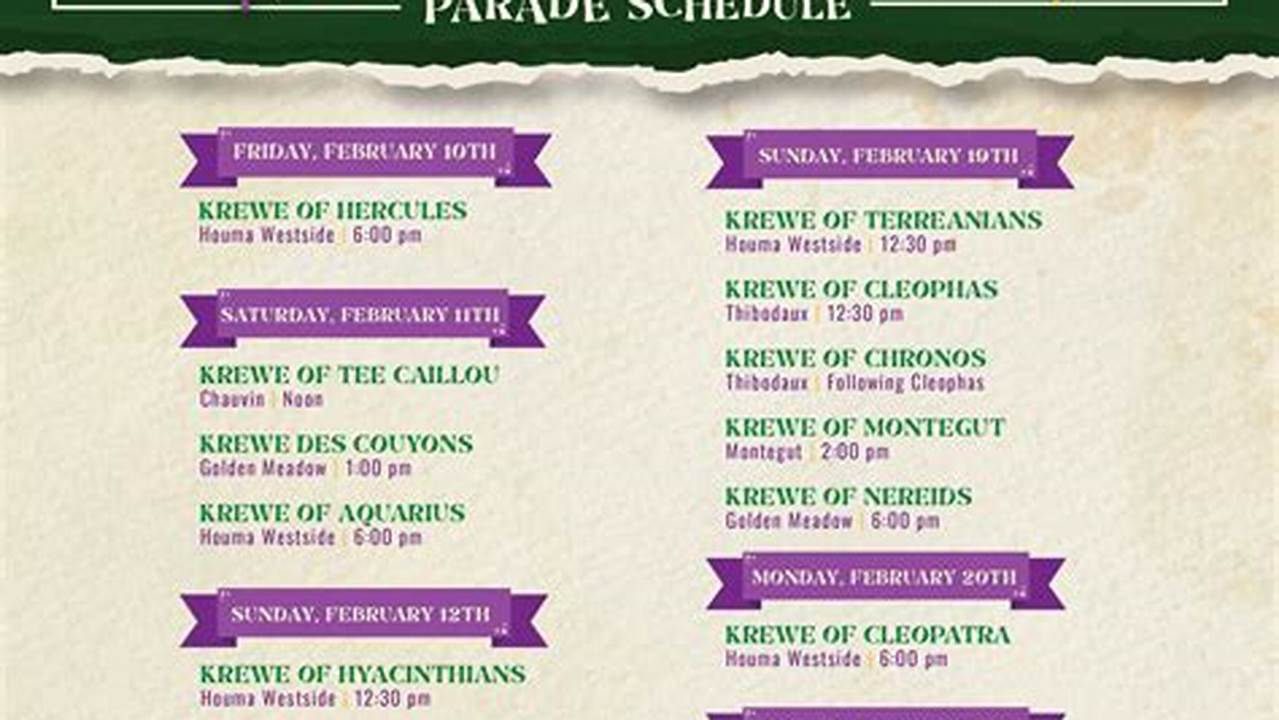 Parade Schedule For 2024