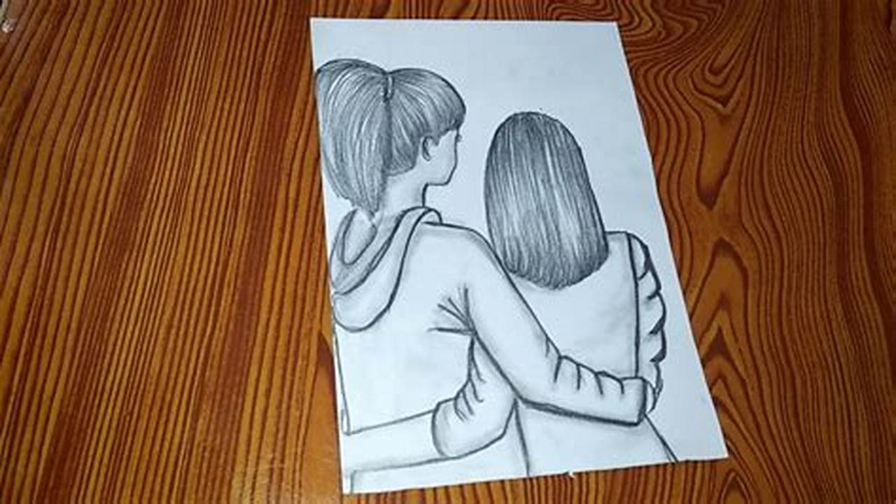 Pencil Sketch of Two Sisters: A Glimpse into Their Bond