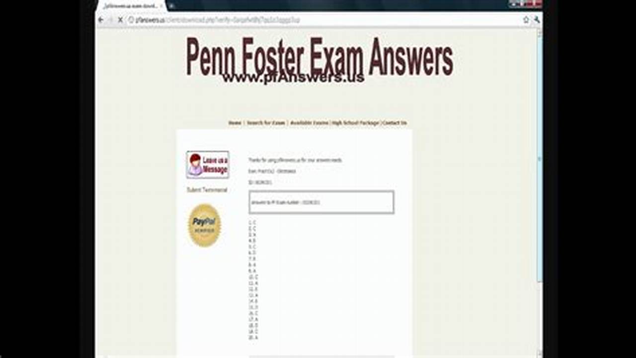 Penn Foster Exam Answers 2024