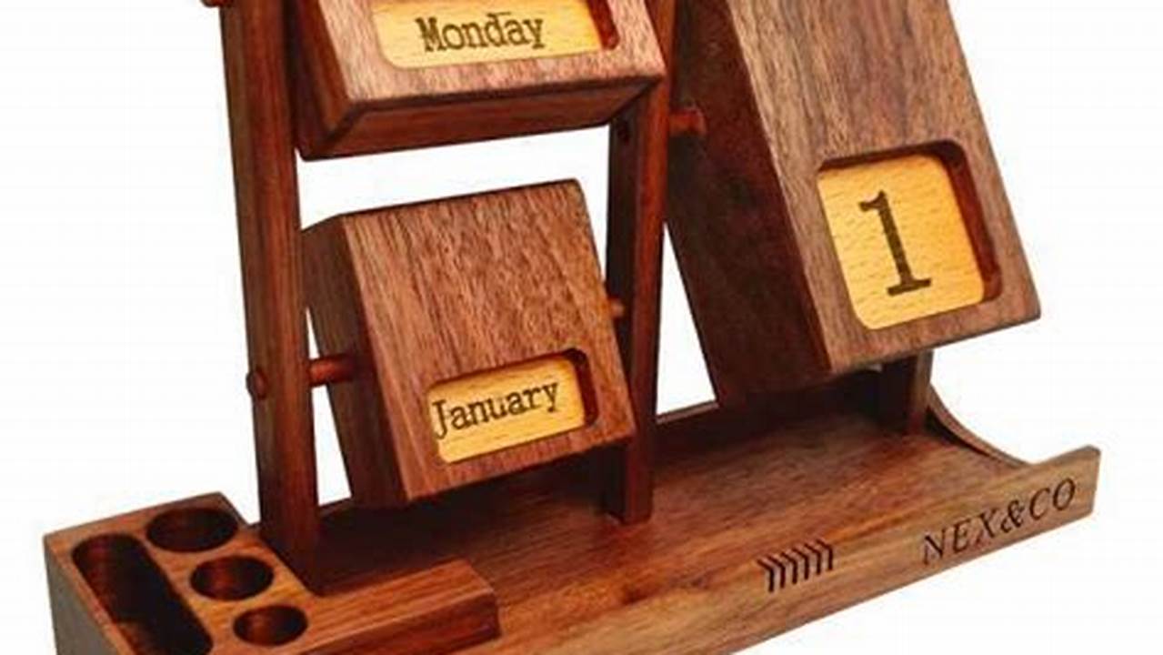 Perpetual Flip Calendar Wood
