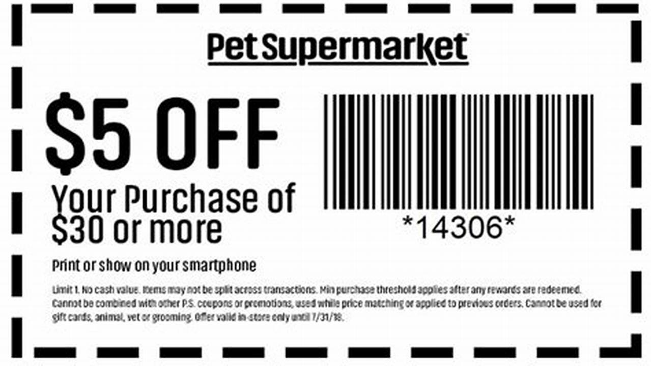Pet Supermarket Coupon 2024