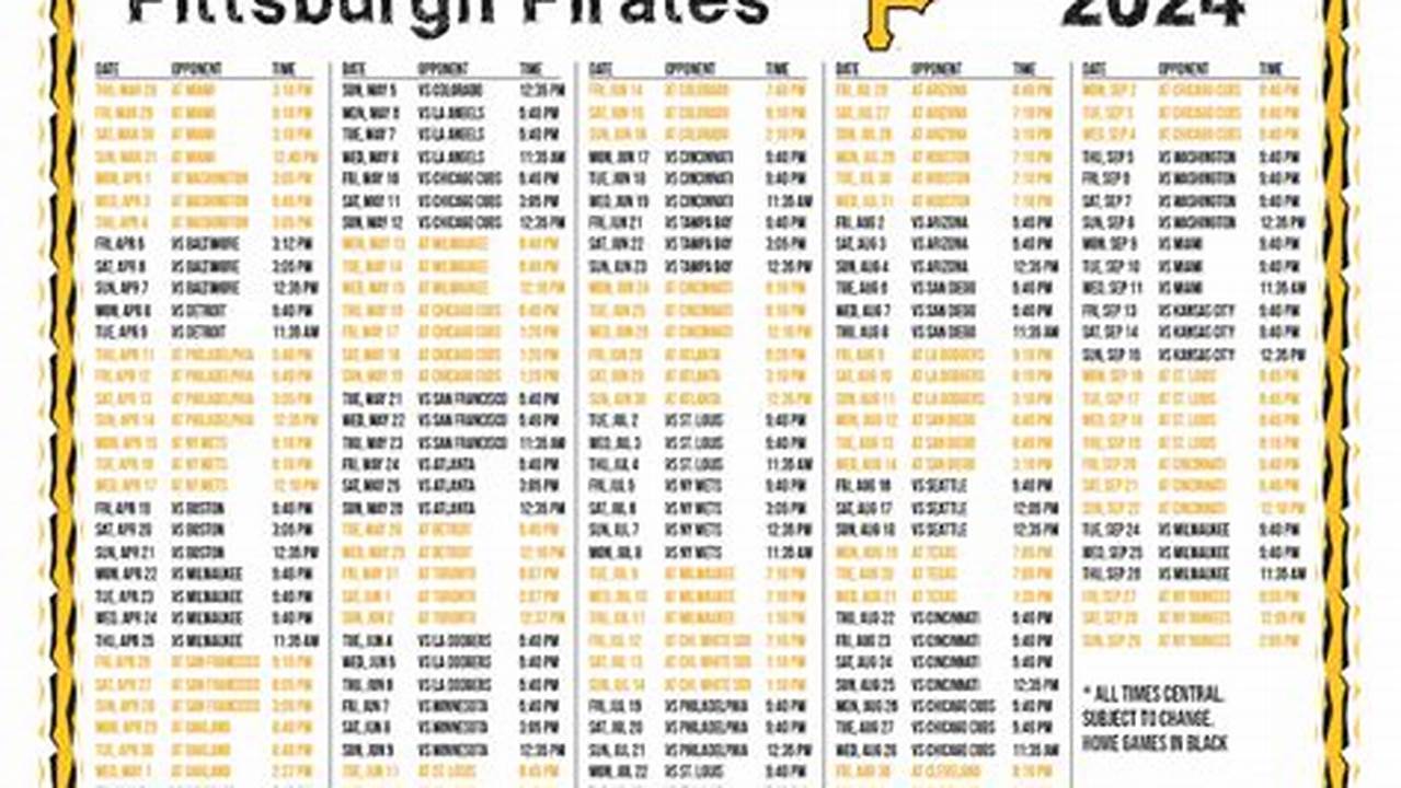Pgh Pirates Schedule 2024