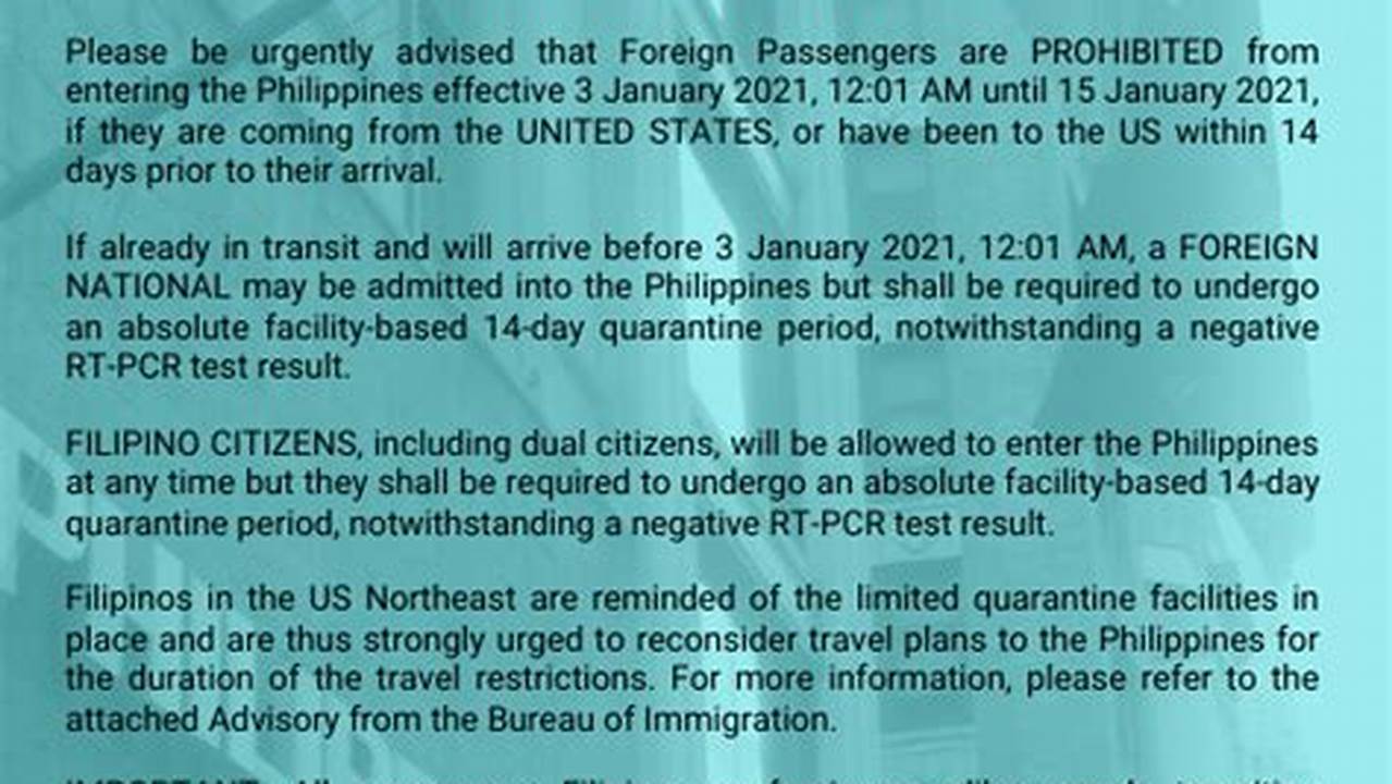 Philippine Travel Advisory 2024