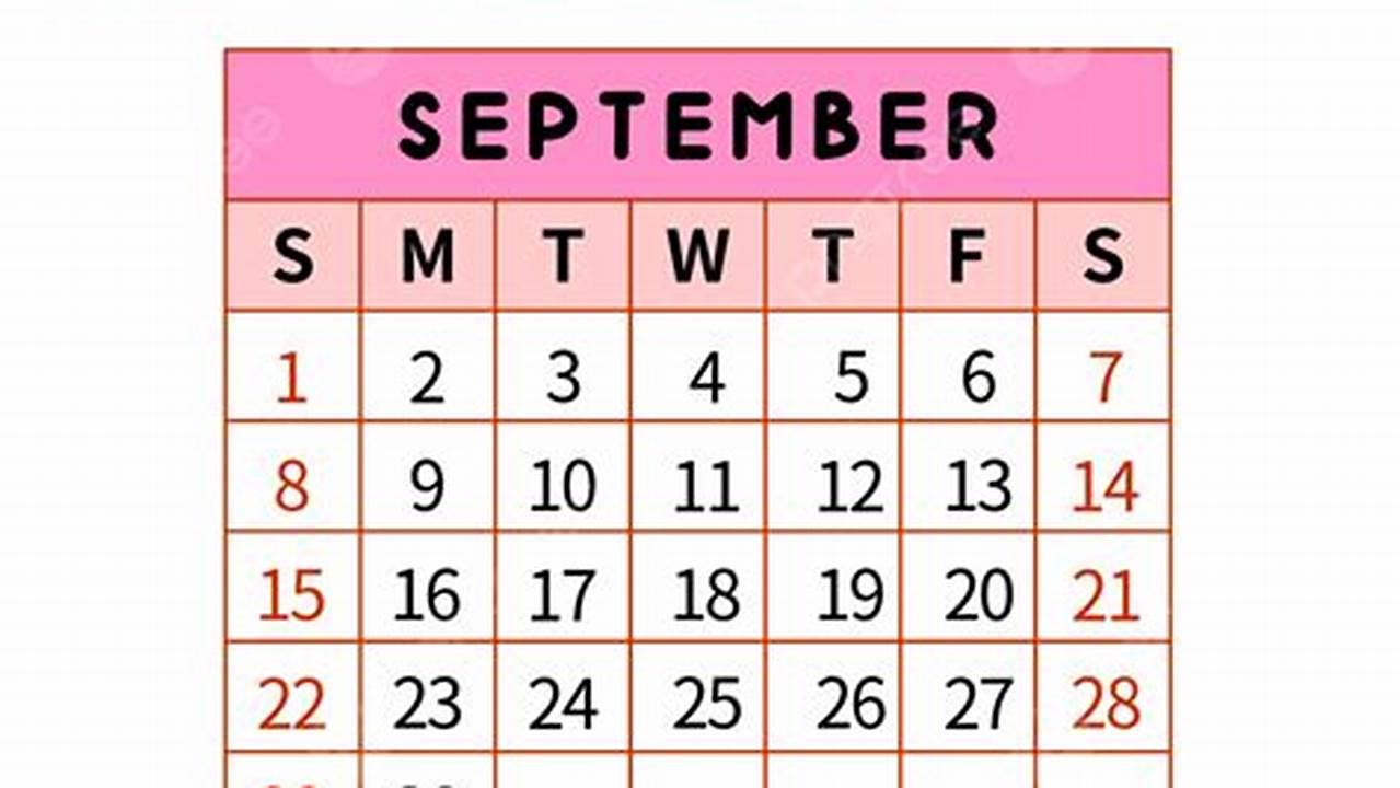 Pink September 2024 Calendar Week