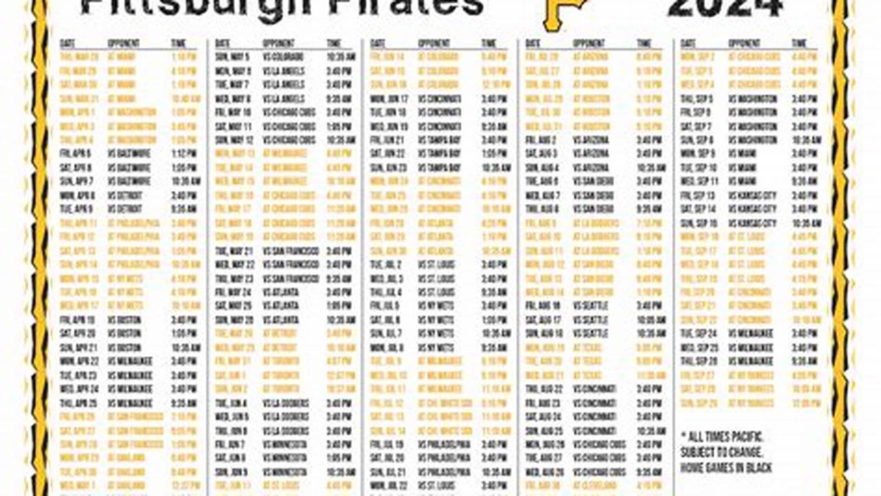 Pittsburgh Pirates Home Games 2024