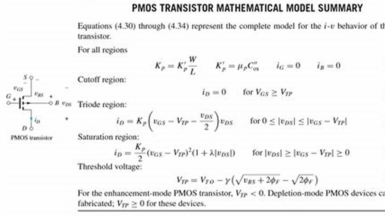 Pmos Transistor Equations