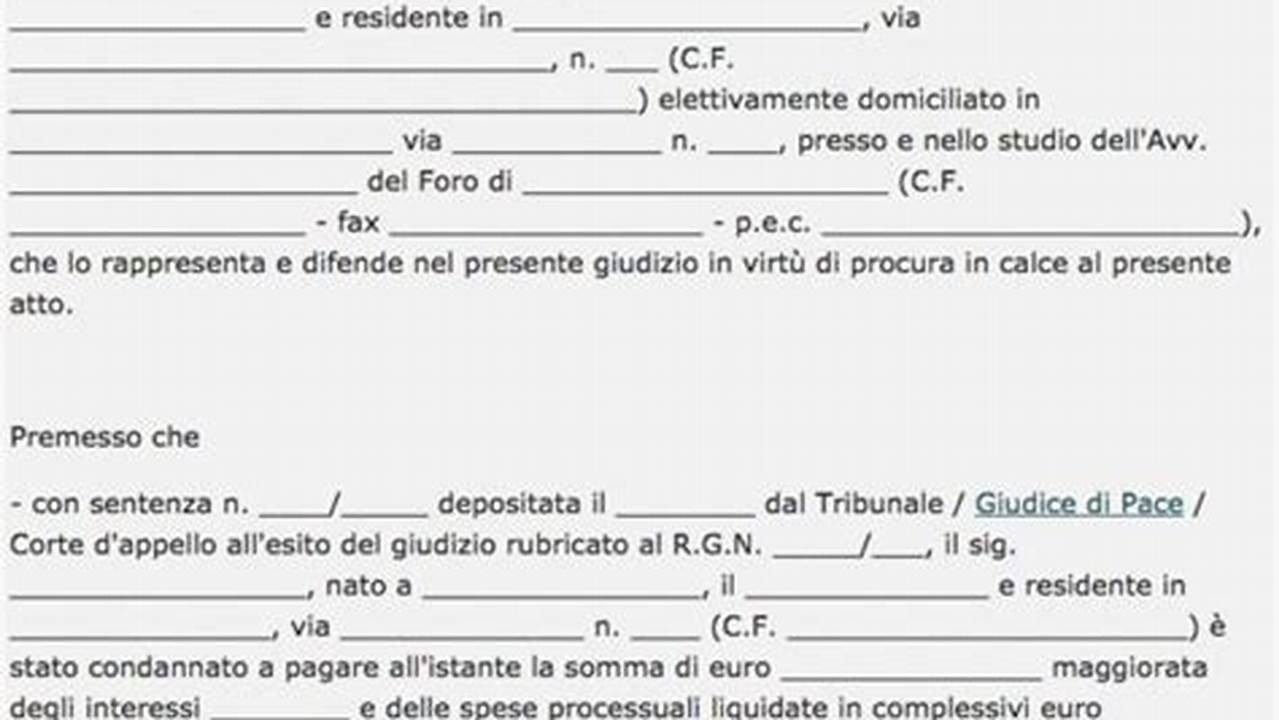 Precetto Obbligo Di Fare Su Sentenza Modello