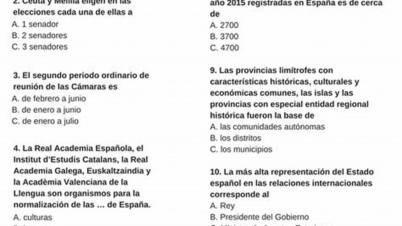 Preguntas Para La Nacionalidad EspañOla 2024