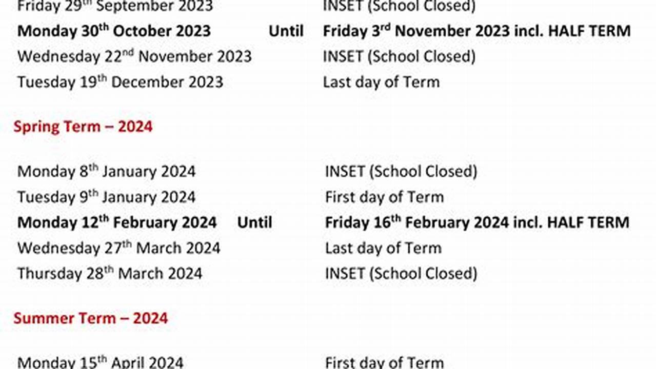 Preschool Term Dates 2024