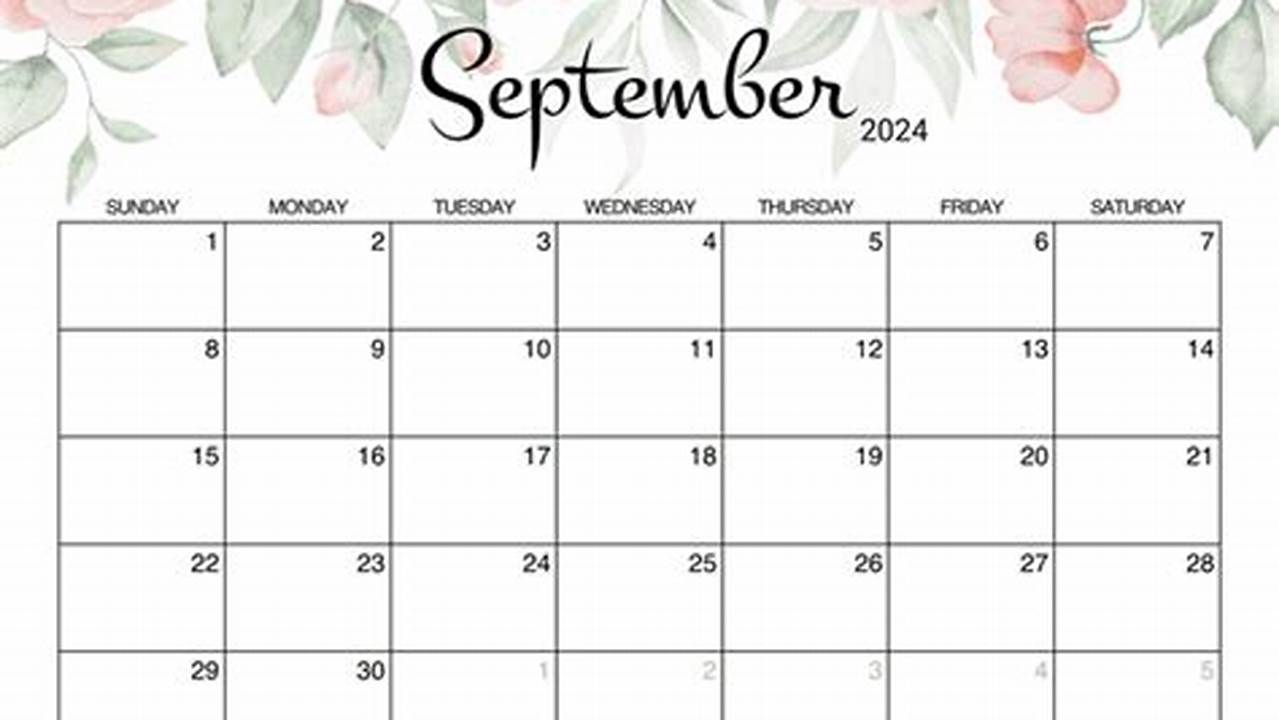 Pretty September Calendar 2024
