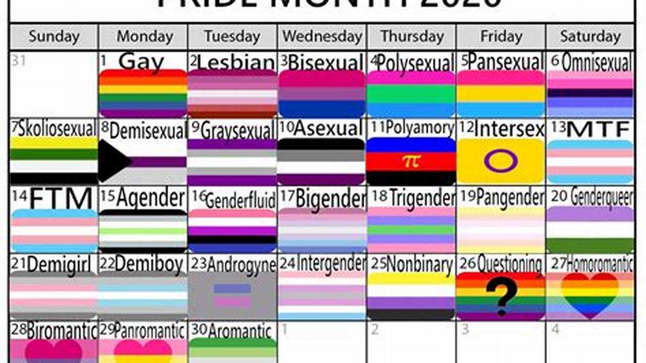 Pride Month Day Calendar 2024